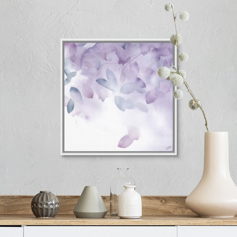 Flowing Leaves III by Jason Jarava - Print on Canvas, White Framed, 14" H x 14" W x 1.75" D