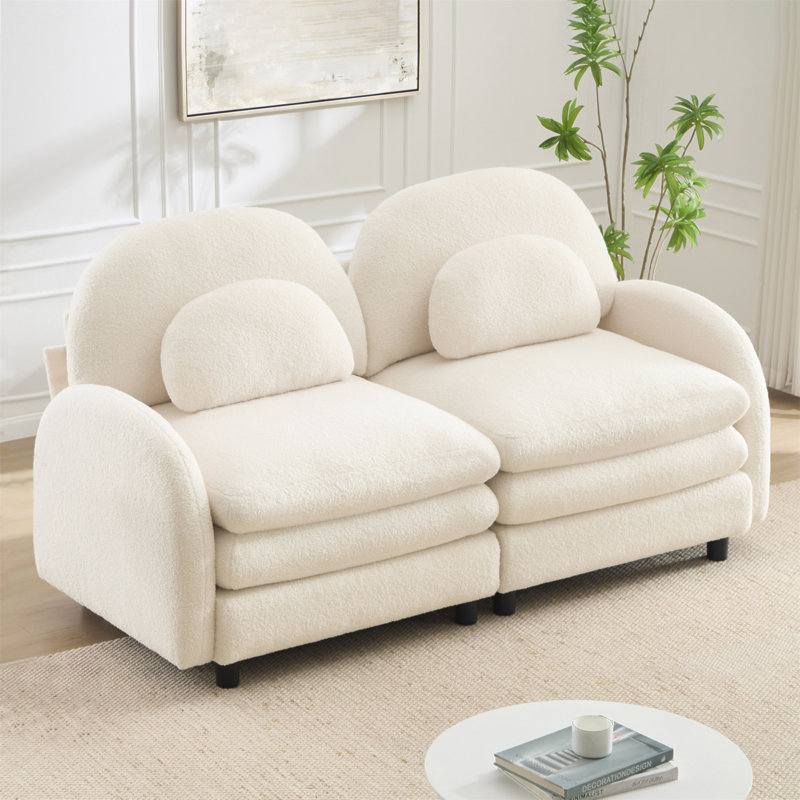 Canapé-lit Teddy, Beige, 35.4" H x 68.5" W x 33.8" D