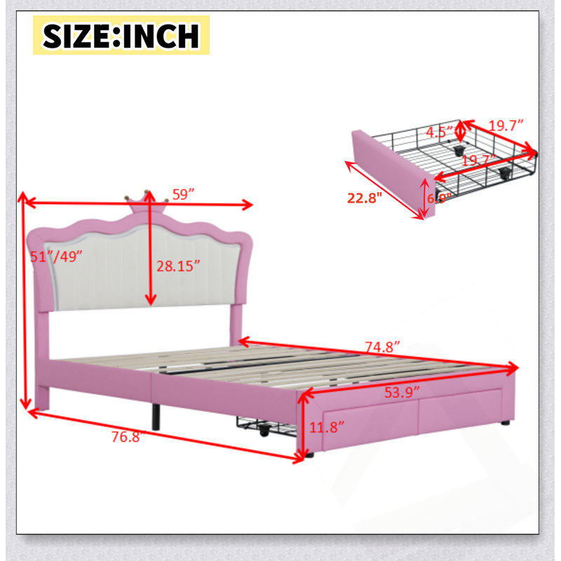 Structure de lit double pleine grandeur avec lumières DEL, moderne et élégante pour une expérience de chambre à coucher luxueuse