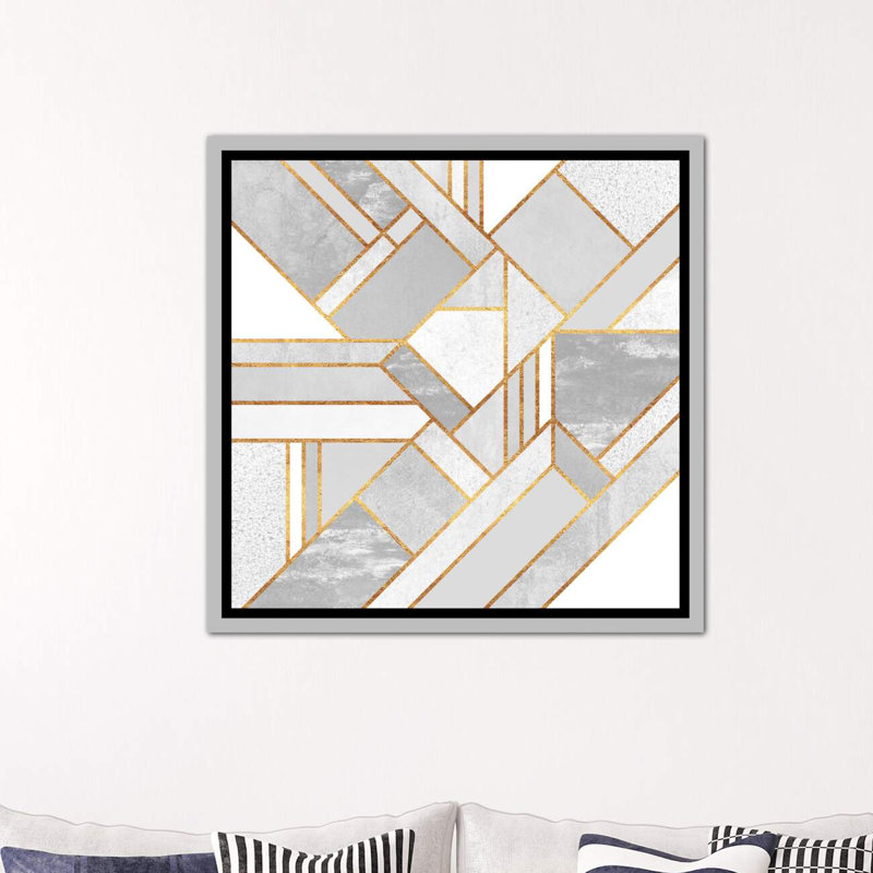 Gold City by Elisabeth Fredriksson - Print, Silver Framed Canvas, 18" H x 18" W x 1.5" D