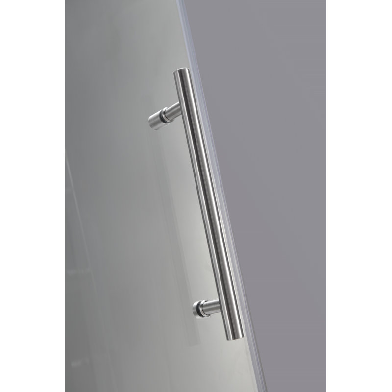 Porte de douche coulissante simple sans cadre H 77,5 "Langham, Droite, Acier inoxydable