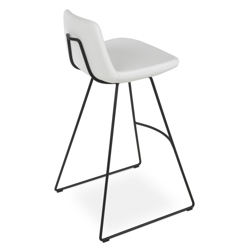 Tabouret de bar et de bar Pera HB, Cuir véritable noir, Noir, Tabouret de bar (siège d'une hauteur de 29 po)