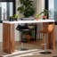 Table de bar haute de 140 cm (55 po), table de pub moderne avec dessus en faux marbre pour la cuisine à domicile-2039039005