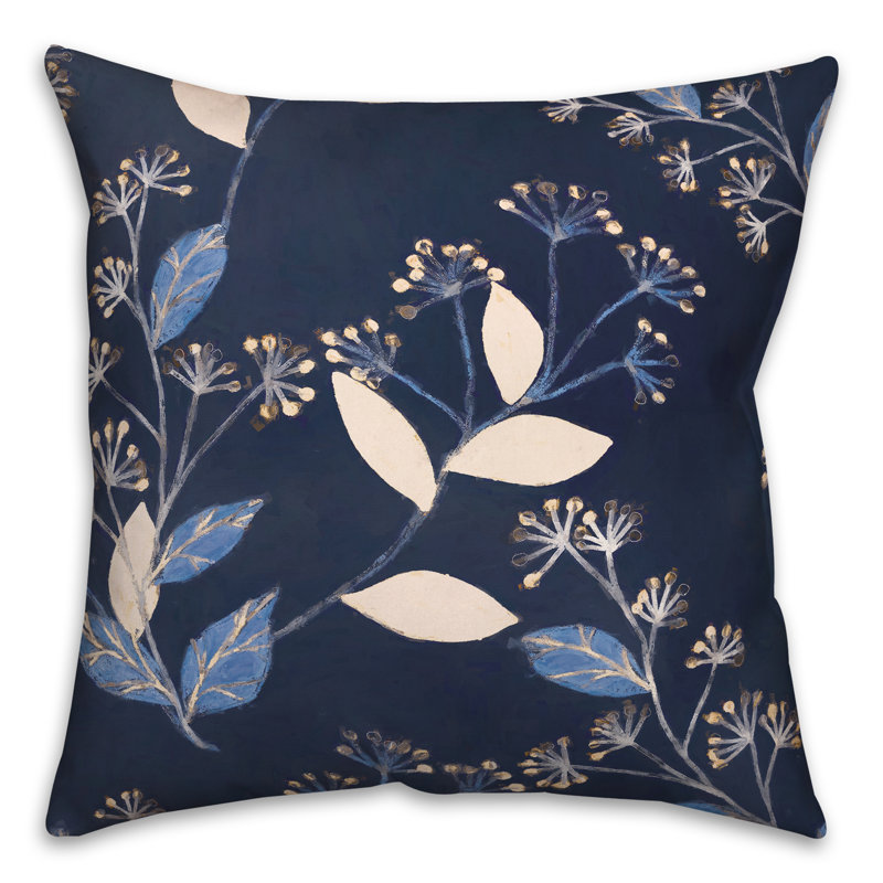  Housse et insert de coussin carré bleu botanique