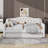 Daybed With Trundle And LED, Upholstered Linen Day Bed Frame With Tufted Button Backrest-909913600-909913606