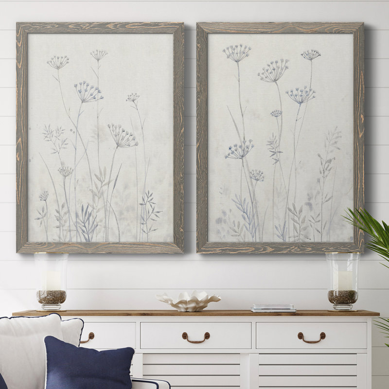 Neutre Queen Anne's Lace I, toile encadrée de qualité supérieure - prête à être accrochée, Toile avec cadre gris