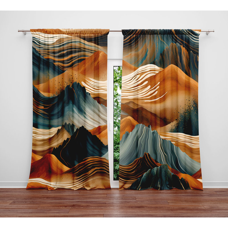 Paire de rideaux semi-transparents en polyester Efric, L 56 po x L 78 po