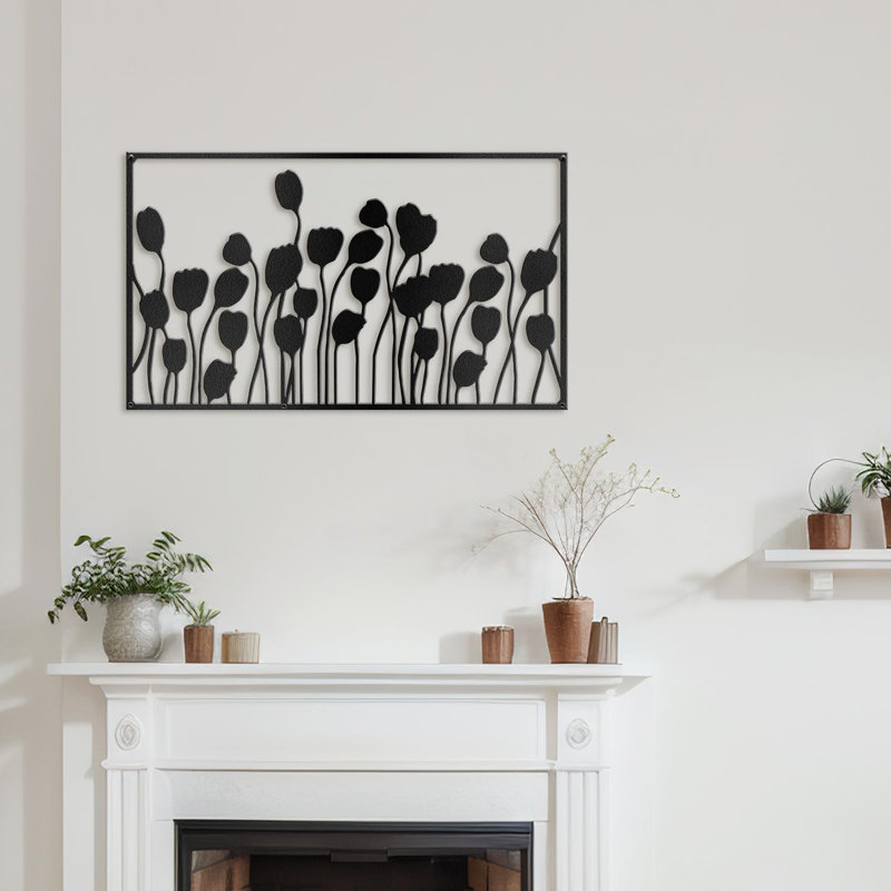 Décoration murale en métal, Noir, H 18 po x l 36 po x P 0,05 po
