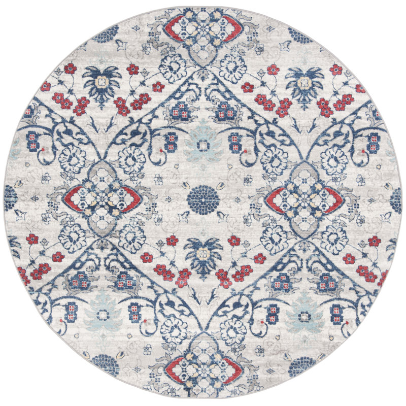 Tapis bleu marine / gris Evart, Rond 6 pi 7 po