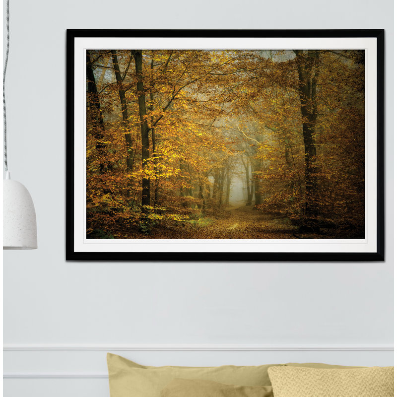 « prompt automne leaves », reproduction de peinture à l’acrylique encadrée, Noir, H 30 po x l 40 po x P 1,5 po