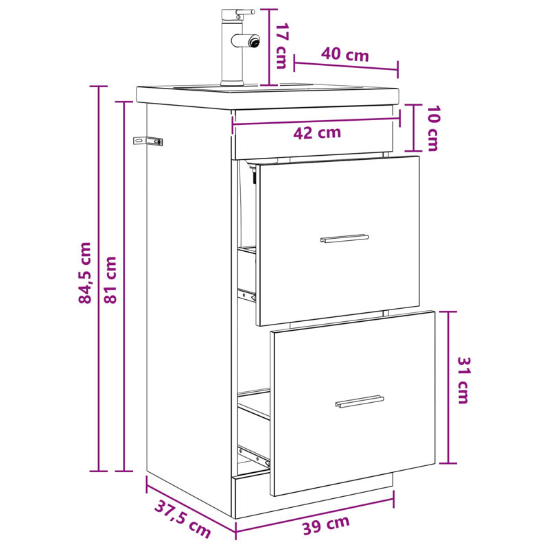 Single Bathroom Vanity with Ceramic Basin, White