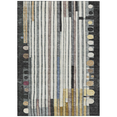 Machine Washable Indoor/Outdoor Husby ACN2189 Geometric Rug