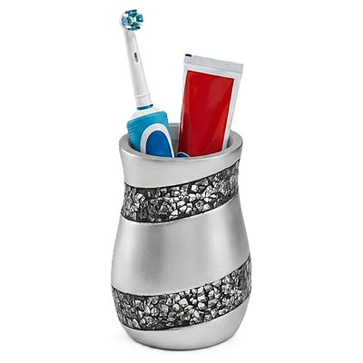 Dwellza Silver Mosaic Bathroom Tumbler Cup