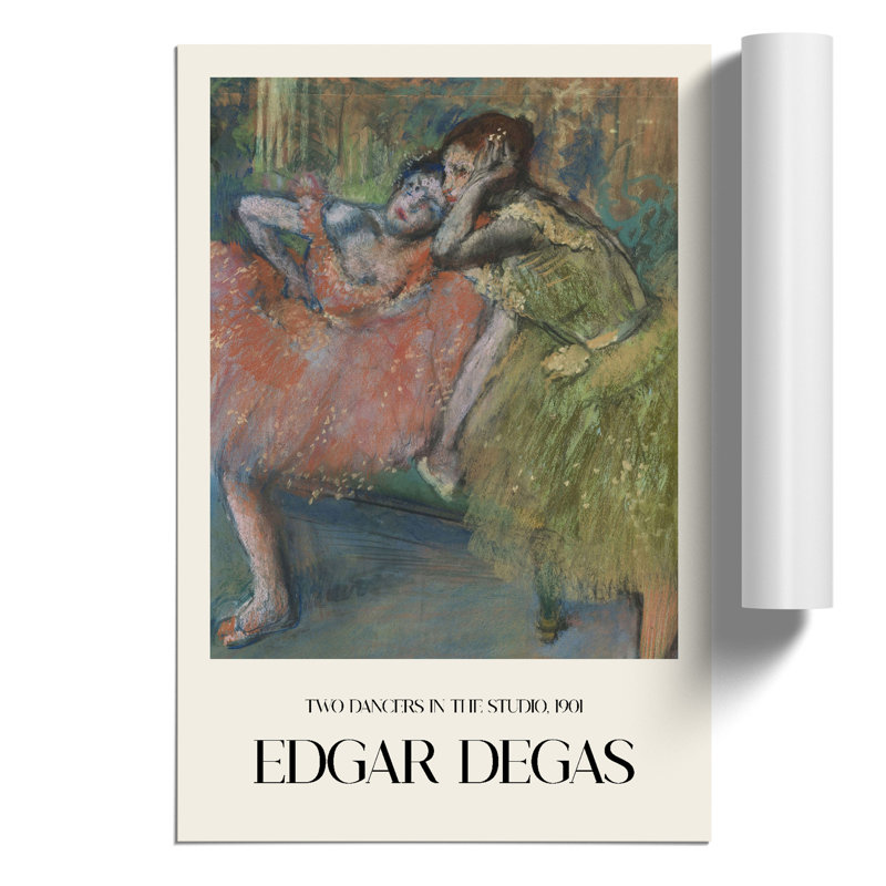 Ballet Ballerina Dancers in Pink and Green Print by Edgar Degas - Frameless Print, 30cm H x 21cm W x 0.1cm D