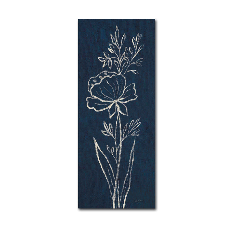 « indigo floral iii », reproduction sur toile tendue, H 19 po x l 8 po x P 2 po