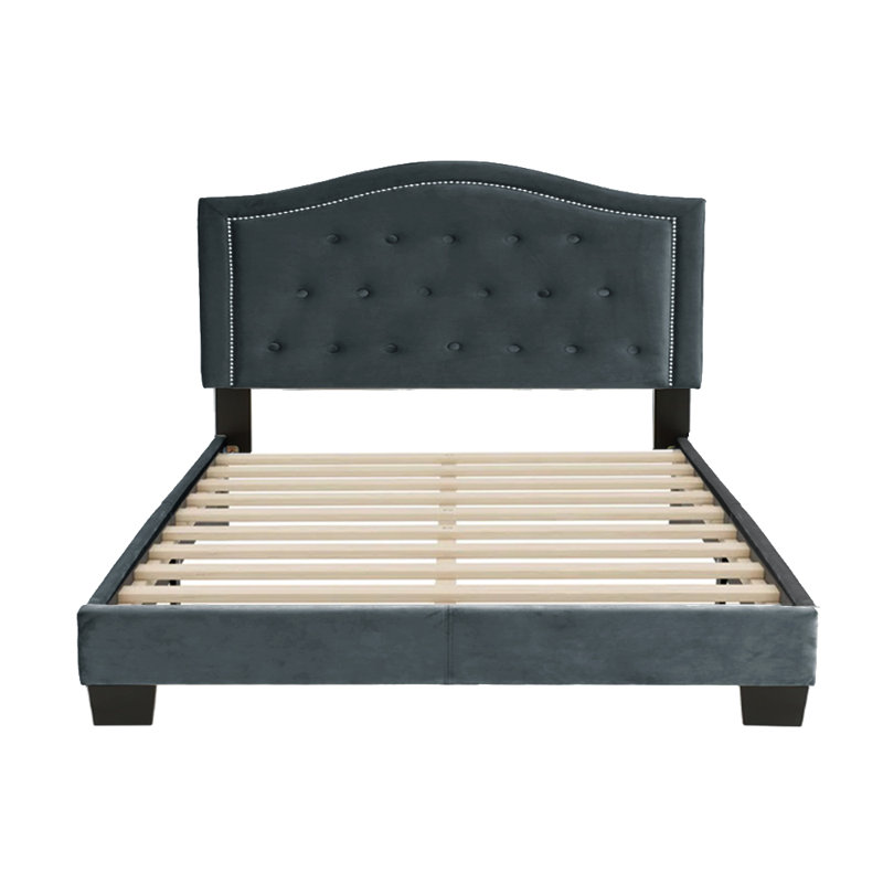 Lit plateforme tapissier Ahuva, Anthracite, Grand