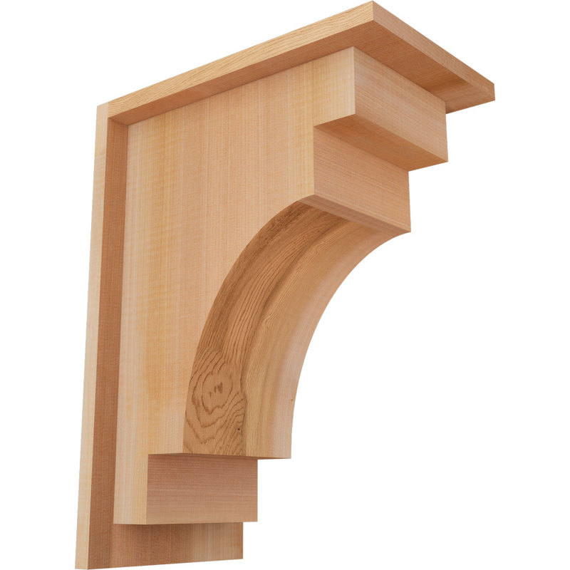 Mediterranean Corbel w/Backplate, 16" H x 7.5" W x 12" D, Western Red Cedar, Smooth