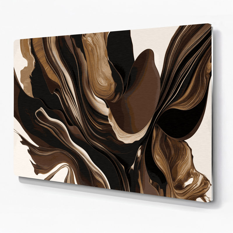 Art mural en métal brun Lyrical Abstraction 25, H 12 po x l 18 po