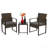 Modern 3-Piece Outdoor Rattan Set with Table & Cushions