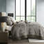 Couvre-lit pour très grand lit avec broderie sur coussins décoratifs, fausse soie bleue / brune 5 pièces-126059888-126059890