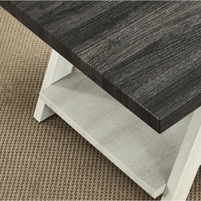 Table d'appoint en bois vieilli gris anthracite et beige avec option de rangement - étagère multicolore