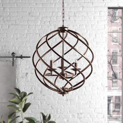 Lustre en forme de globe à 3 lumières Isidoro