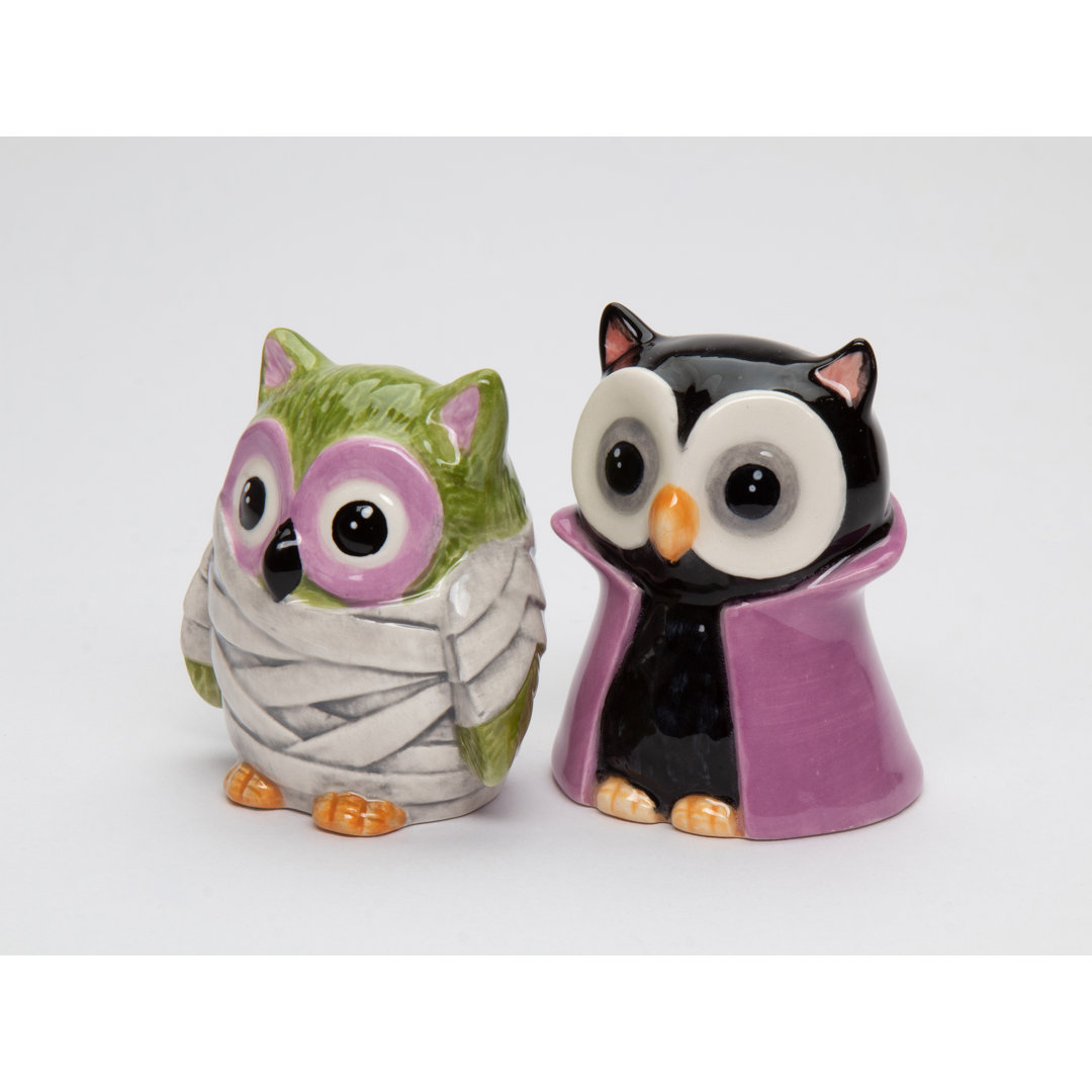 Dracula And Mummy Owl Salt And Pepper Shaker Set Cosmos Gifts