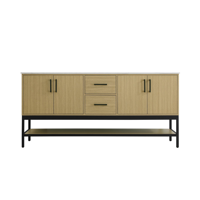 Meuble-lavabo double 72 po, Brun miel
