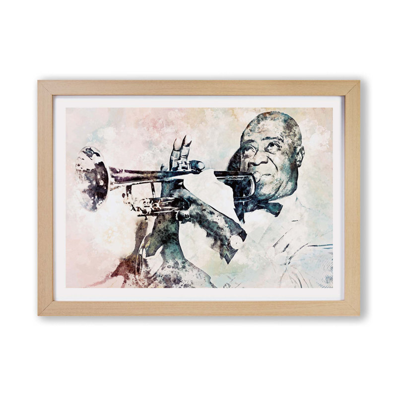 Louis Armstrong - Framed Print, Oak, 45cm H x 63cm W x 2cm D