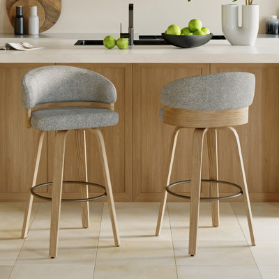 Swivel Upholstered Counter Stool With Wood Frame
