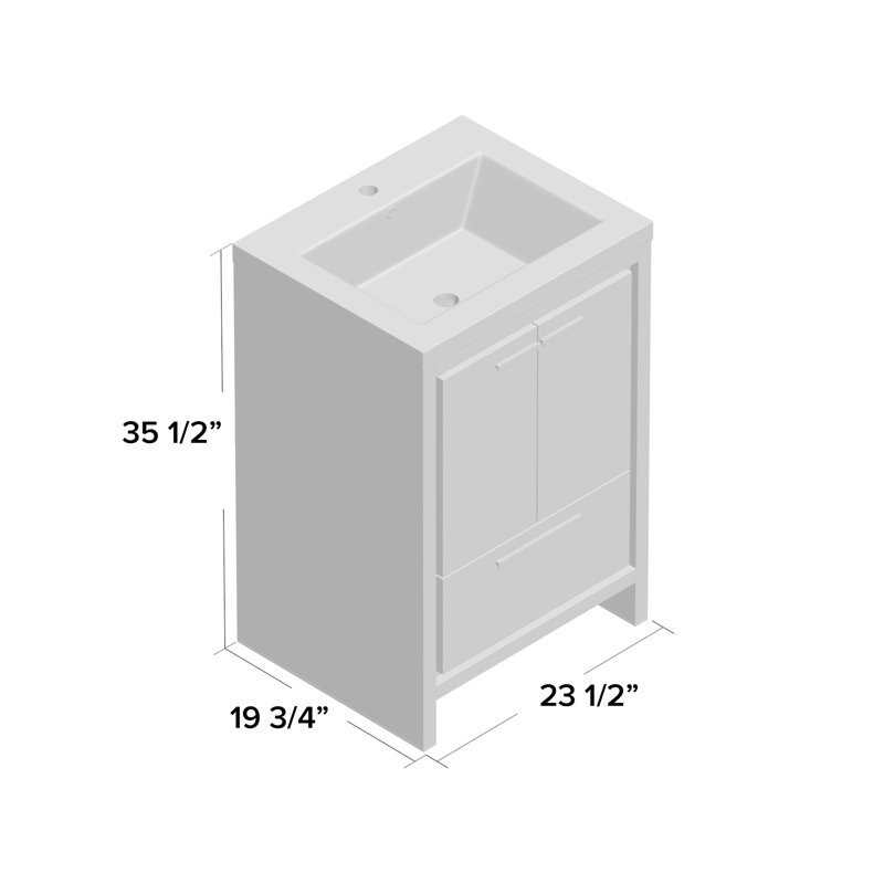 Ensemble de meuble-lavabo simple autoportant 24 po Hridhaan
