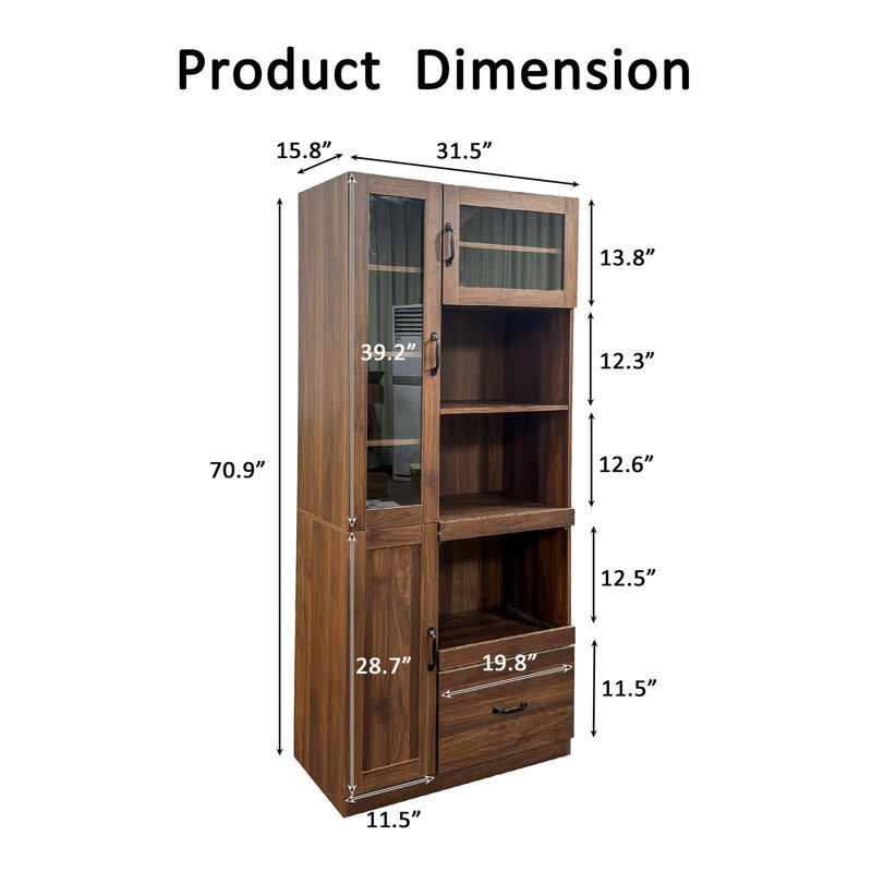 70.9"H Large Size Farmhouse Kitchen Cabinet with Ample Storage Space