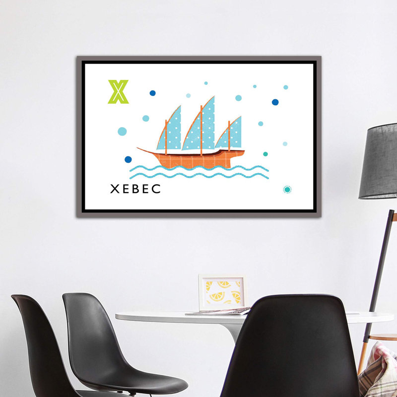 «X is for Xebec» - impression, Pas de tapis, H 40 po x l 60 po x 1,5 po, Toile avec cadre gris