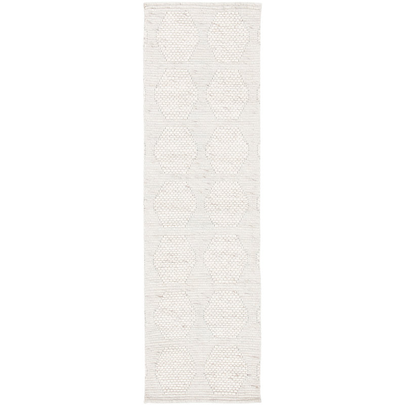 Marbella Beige Flat Woven Geometric Wool Runner Rug