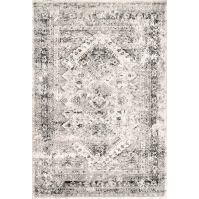 Fullwood Power Loom Traditional Faded Medallion Gray Rug