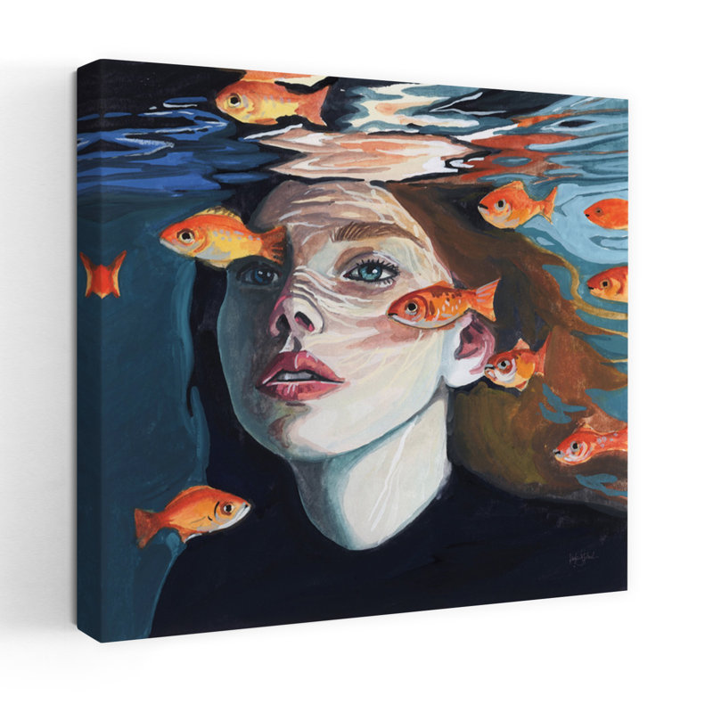 Swimming With The Fishies Contemporary Art, 36" H x 36" W