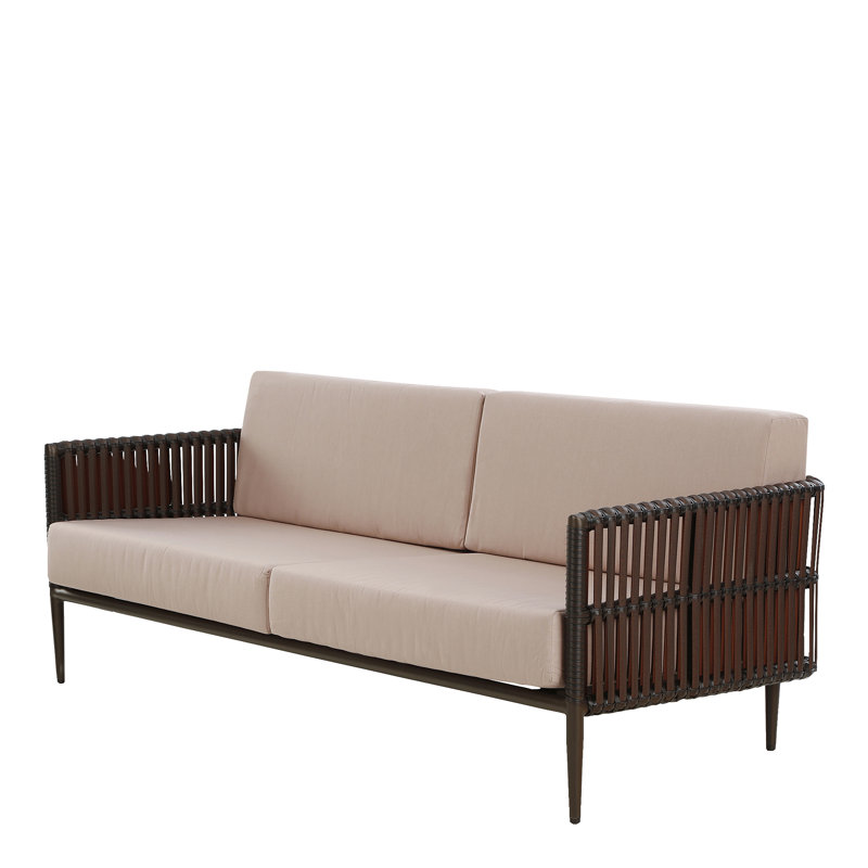 Holm 188cm Wide Wicker Patio Sofa with Cushions