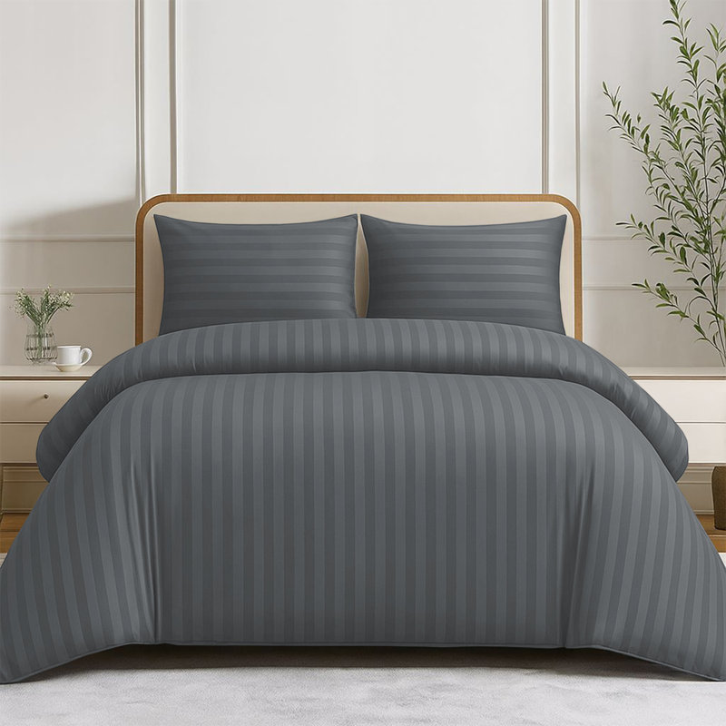 Striped 4-Piece Microfiber Bedding Set, Duvet Cover, Fitted Sheet & Pillowcases , Single Duvet Cover + 2 Additional Pieces