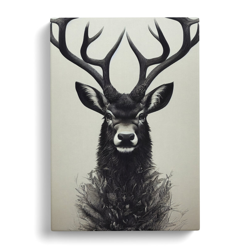 XC1022-156X A Stag - Wrapped Canvas Print, 60cm H x 40cm W x 3cm D