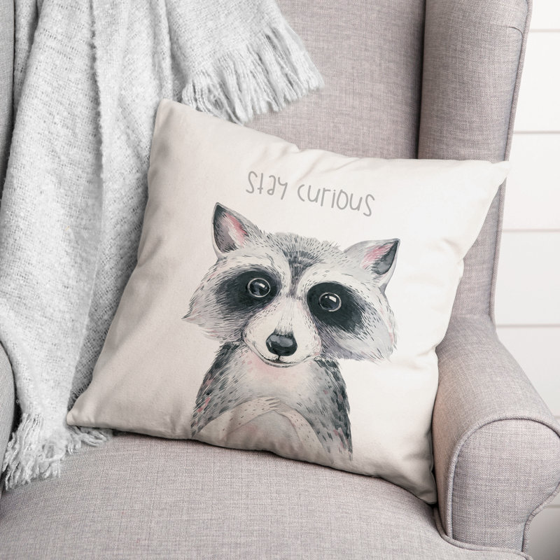 Housse de coussin carrée en raton laveur stay Curious