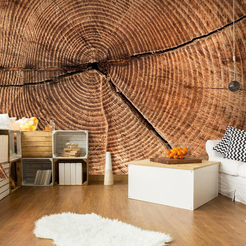 Daqwane Tree Trunk Cross Section Wall Mural, 121" L x 157" W