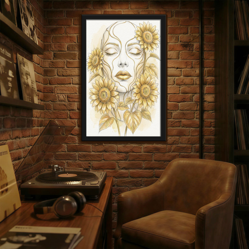 «Plants & Flowers Sunflower Face», reproduction d'art sur toile, H 18 po x l 12 po