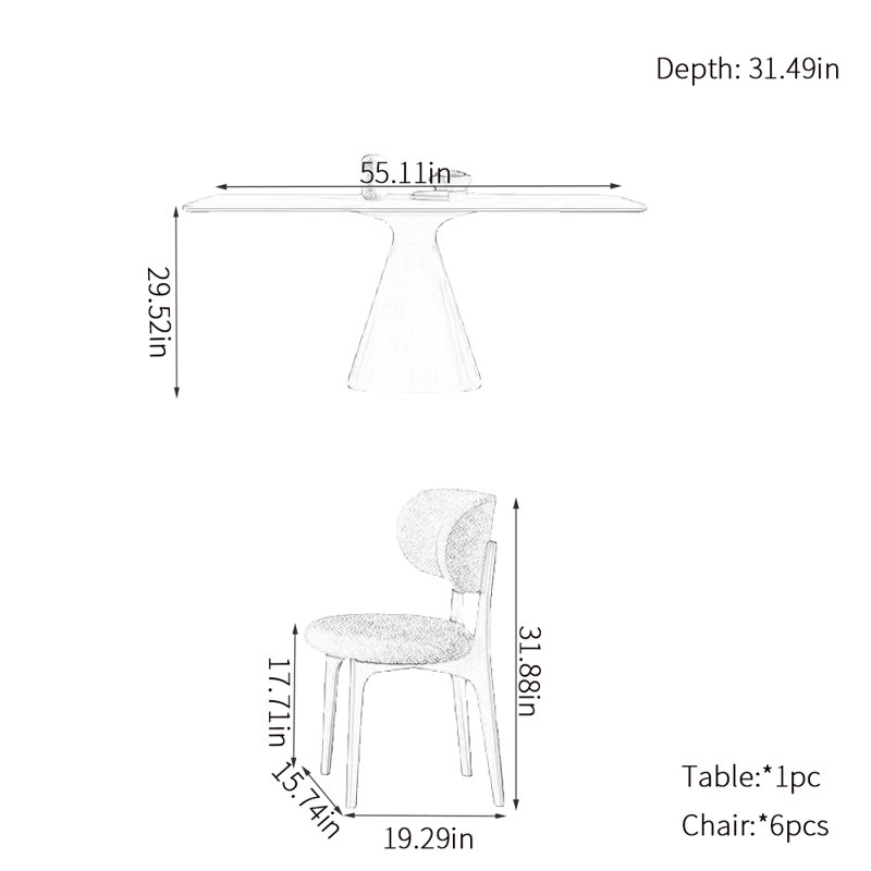 Ensembles de tables simples et modernes, 29.52"H x 55.11"L x 31.49"W