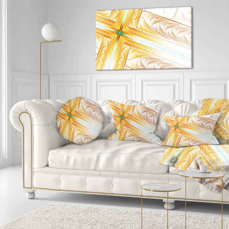 Fractal Cross Design - Abstract Printed Throw Pillow, Brown