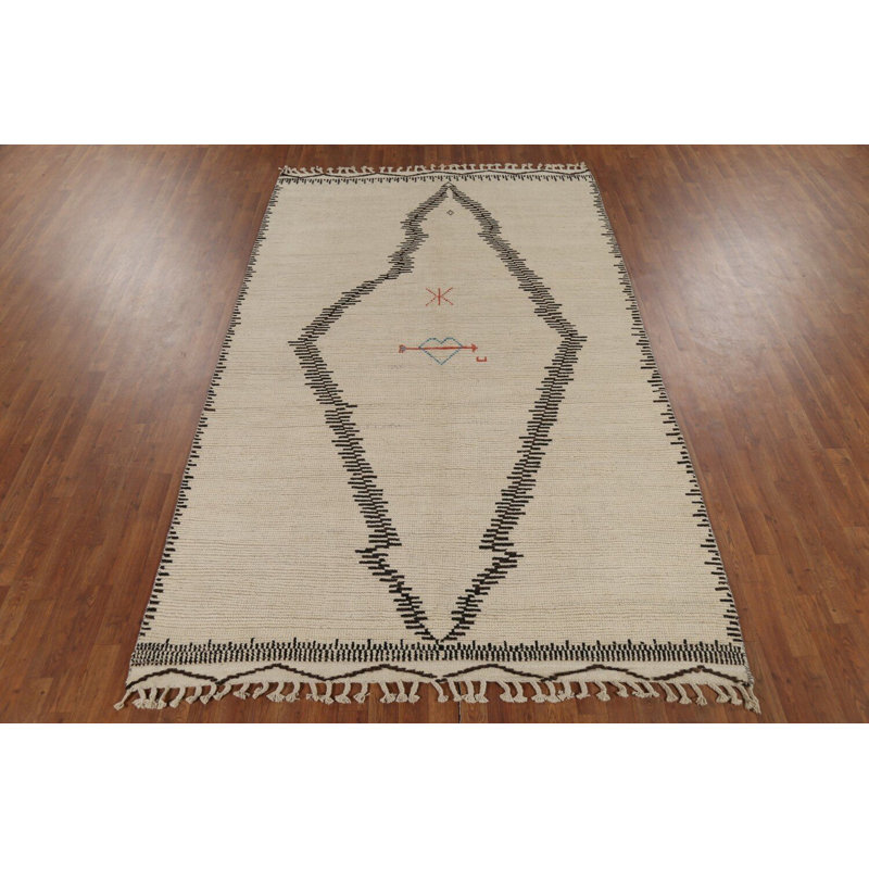 Tapis oriental marocain en laine fait à la main 6 x 10