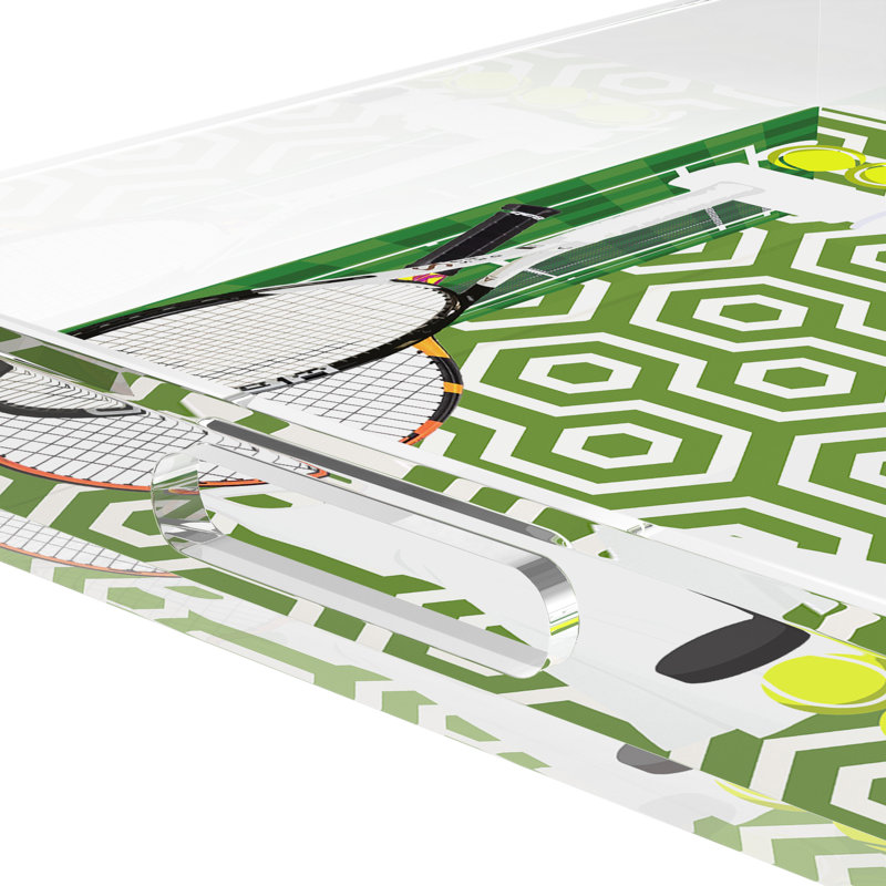 Decorative Tray, 2" H x 15" W x 15" D, Green/White