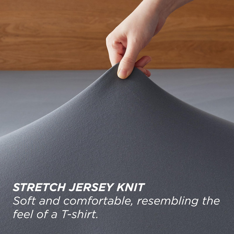 Bedsure Jersey Knit Polyester Fitted Sheet Case Pack, Twin Sheet Set with 1 Fitted Sheet and 1Pillowcase, Dark Gray