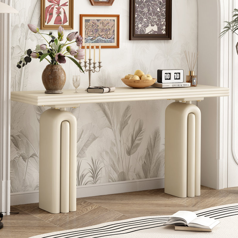 Lowell 60-Inches Long Wood Console Table, Beige