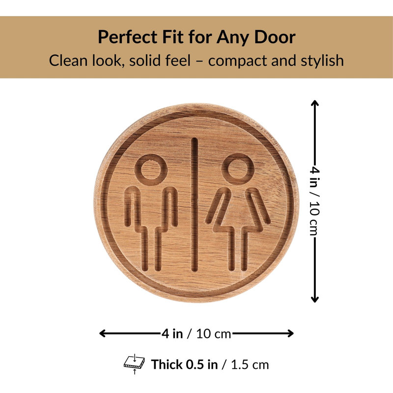 Wooden Restroom Door Sign, Beige