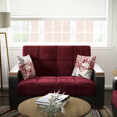 X Collection Convertible With Storage - Burgundy Microfiber, Legs, 64.47 In Product Depth, Conversion Microfiber Upholstery, Easy Assembly 30 Minutes, 36.06 Width